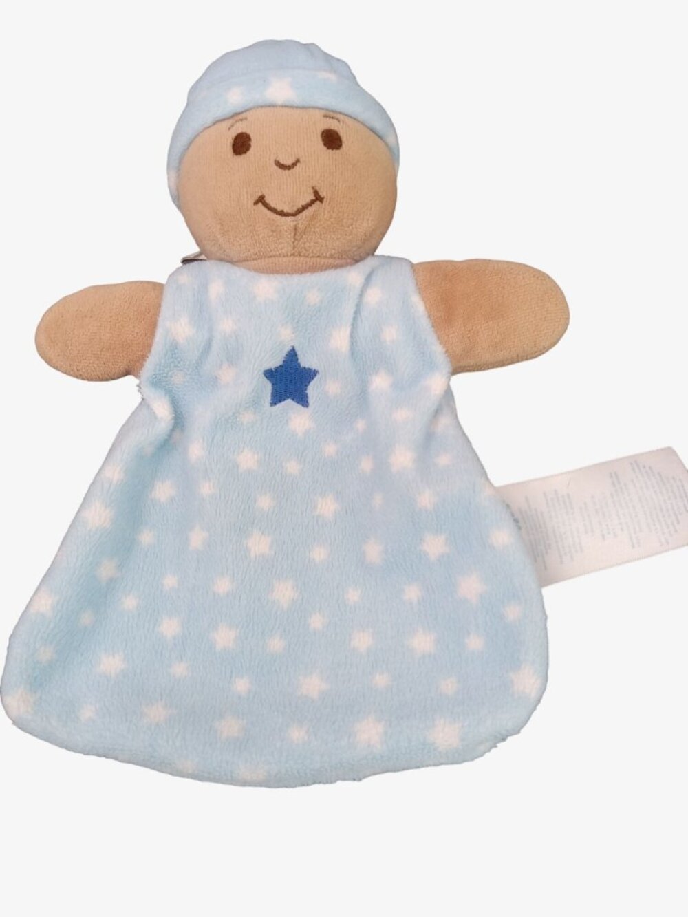 Babies R Us Baby Blue Boy Lovey Security Blanket Stuffed Doll Stars Fleece Flat